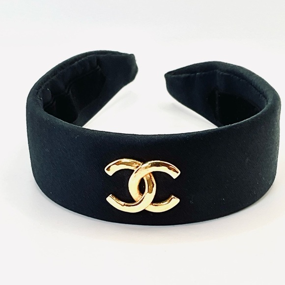 CHANEL Black Headband with Gold Logo Accent main image 6